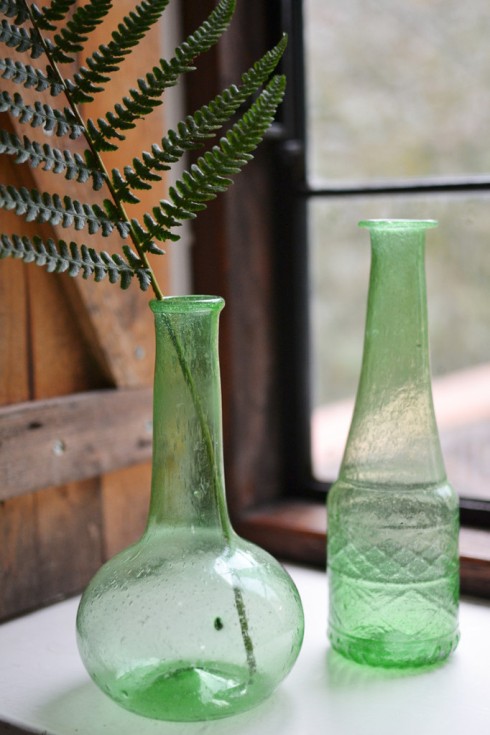 Green Glass Bottle Vases from Decorator's Notebook